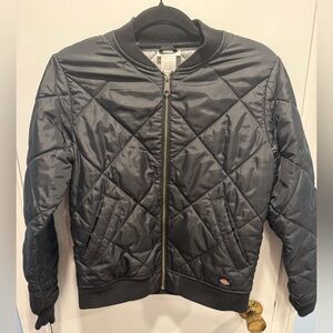 Dickies Quilted Bomber Jacket Black Cropped Workwear Streetwear Women’s Small